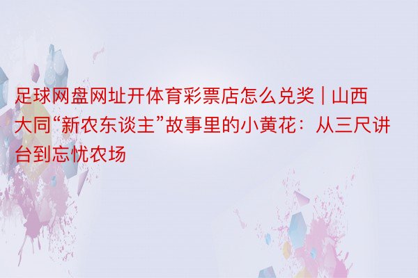 足球网盘网址开体育彩票店怎么兑奖 | 山西大同“新农东谈主”故事里的小黄花：从三尺讲台到忘忧农场