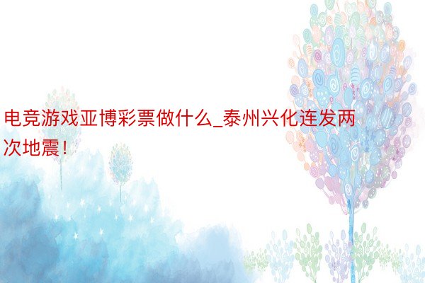 电竞游戏亚博彩票做什么_泰州兴化连发两次地震！