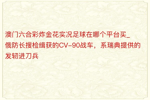 澳门六合彩炸金花实况足球在哪个平台买_俄防长搜检缉获的CV-90战车，系瑞典提供的发轫进刀兵