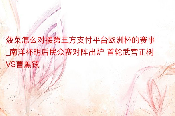 菠菜怎么对接第三方支付平台欧洲杯的赛事_南洋杯明后民众赛对阵出炉 首轮武宫正树VS曹薰铉